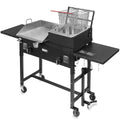 Barton Double Burner Stove and Deep Fryer w/Two Side Shelves 58000 BTU Outdoor Propane Portable Camping Cooking Range